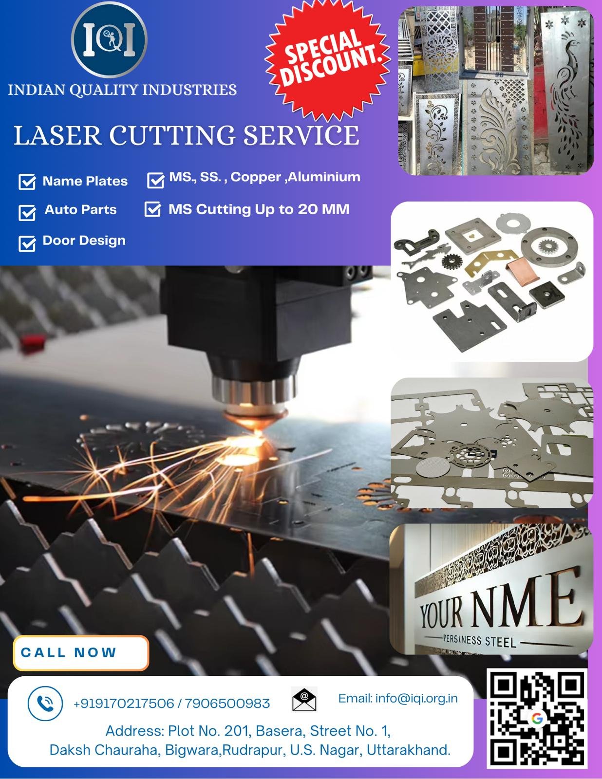 IQI laser cutting service flyer